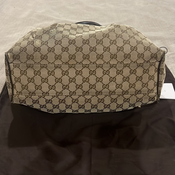 Gucci medium Sukey canvas leather tote bag authentic neutral brown tan - Picture 13 of 16